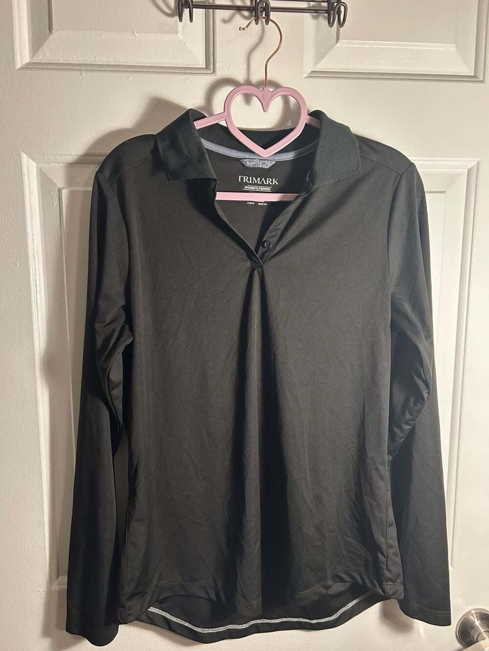 Primark Women's Performance Long Sleeve Polo Shirt Black
